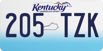 KY license plate 205TZK