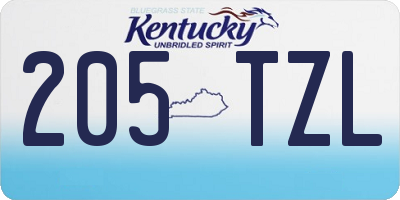 KY license plate 205TZL