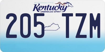 KY license plate 205TZM