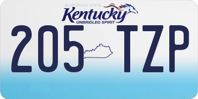 KY license plate 205TZP