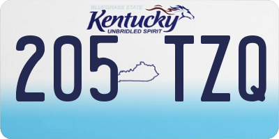 KY license plate 205TZQ