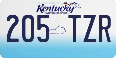 KY license plate 205TZR