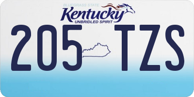 KY license plate 205TZS