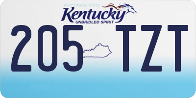 KY license plate 205TZT