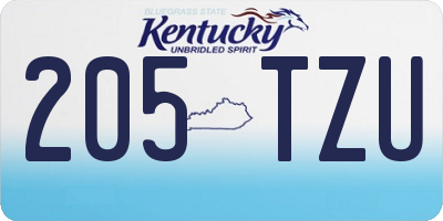 KY license plate 205TZU