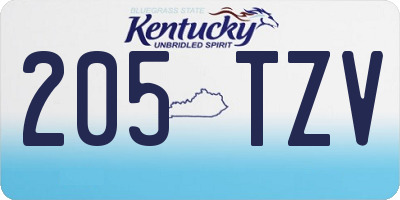 KY license plate 205TZV