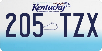 KY license plate 205TZX