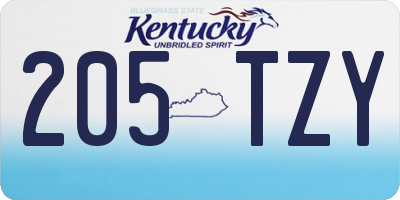 KY license plate 205TZY