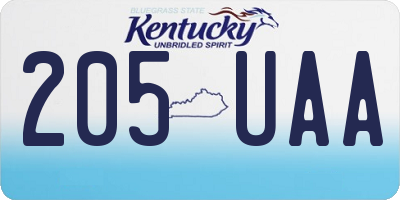 KY license plate 205UAA