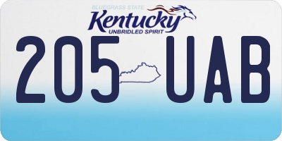 KY license plate 205UAB