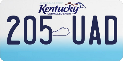 KY license plate 205UAD