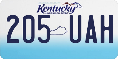 KY license plate 205UAH