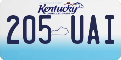 KY license plate 205UAI