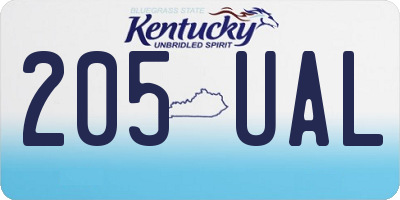 KY license plate 205UAL