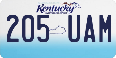 KY license plate 205UAM