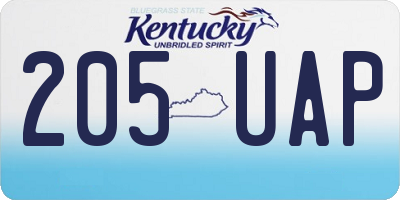 KY license plate 205UAP