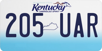 KY license plate 205UAR