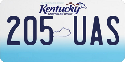 KY license plate 205UAS