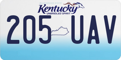 KY license plate 205UAV