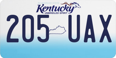 KY license plate 205UAX