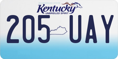 KY license plate 205UAY