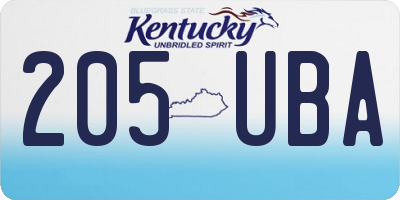 KY license plate 205UBA