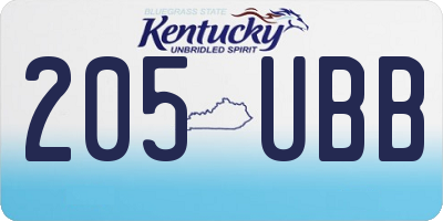 KY license plate 205UBB