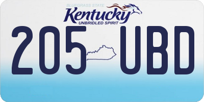 KY license plate 205UBD