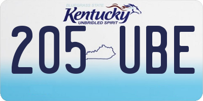 KY license plate 205UBE