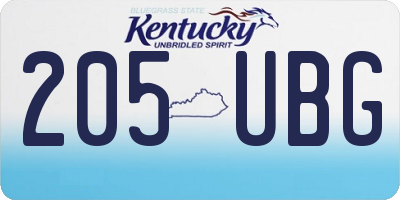 KY license plate 205UBG