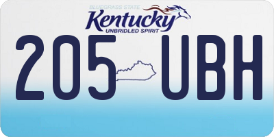 KY license plate 205UBH