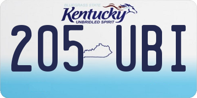 KY license plate 205UBI