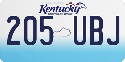 KY license plate 205UBJ