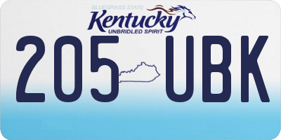 KY license plate 205UBK