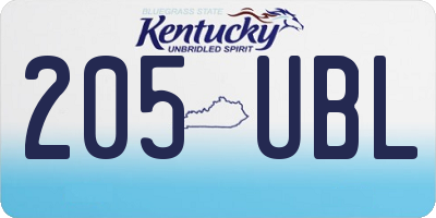 KY license plate 205UBL