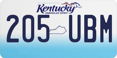 KY license plate 205UBM