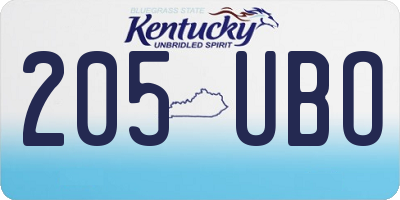 KY license plate 205UBO