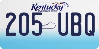 KY license plate 205UBQ