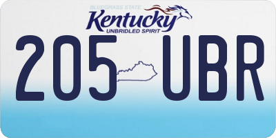 KY license plate 205UBR