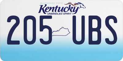 KY license plate 205UBS