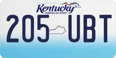 KY license plate 205UBT