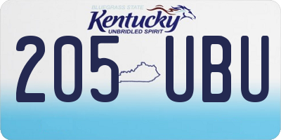 KY license plate 205UBU