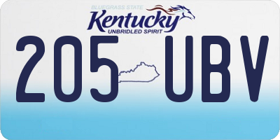 KY license plate 205UBV