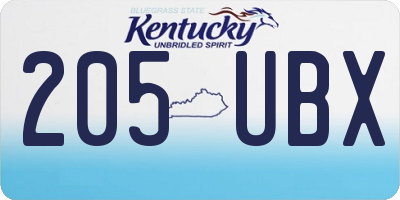 KY license plate 205UBX