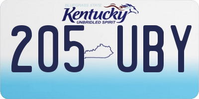 KY license plate 205UBY