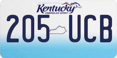 KY license plate 205UCB