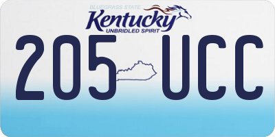 KY license plate 205UCC