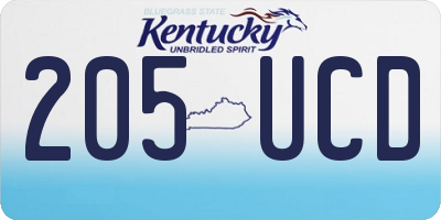 KY license plate 205UCD