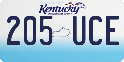 KY license plate 205UCE