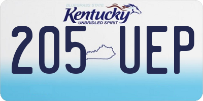 KY license plate 205UEP